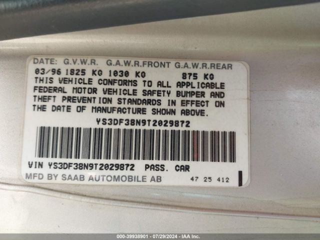 1996 SAAB 900 YS3DF38N9T2029872 Photo 8