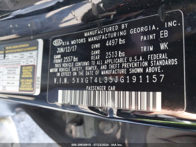5XXGT4L35JG191157 KIA Optima S