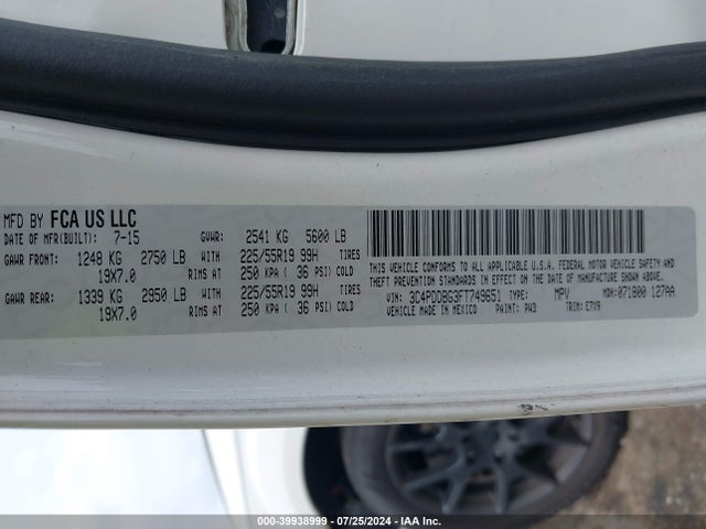 3C4PDDBG3FT749651 Dodge Journey Sxt