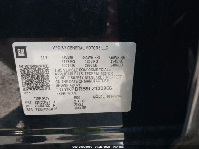 1GYKPDRS9LZ130966 Cadillac Xt6 Awd Premium Luxury