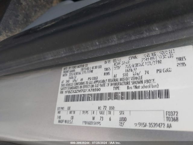 1FBZX2ZM7GKA78590 Ford Transit-350 Xlt