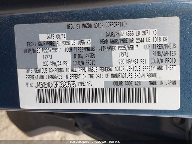 Mazda Cx-5 Touring 2015 JM3KE4CY3F0520535 Image 9