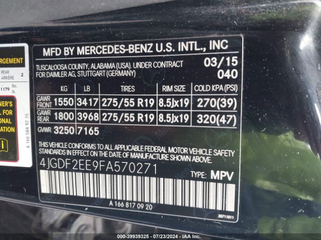4JGDF2EE9FA570271 Mercedes-Benz Gl 350 Bluetec 4matic