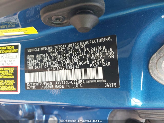 Toyota CAMRY LE 2020 4T1C11AK9LU384787 Image 9