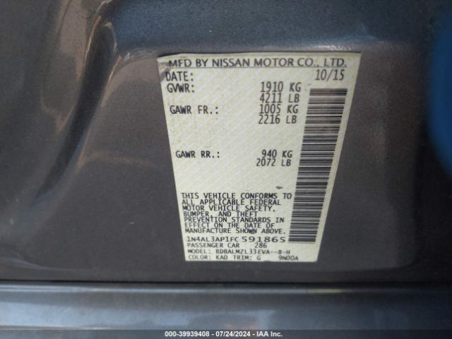 1N4AL3AP1FC591865 Nissan Altima 2.5 Sv