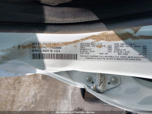 1C6RREFT7NN358564 RAM 1500 Big Horn  4x2 5'7 Box