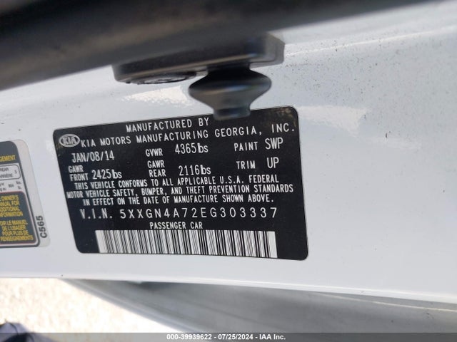 KIA OPTIMA EX 2014 5XXGN4A72EG303337 Image 9