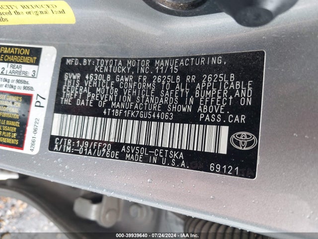 Toyota CAMRY SE 2016 4T1BF1FK7GU544063 Image 9
