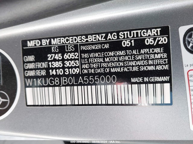 W1KUG8JB0LA555000 Mercedes-Benz Amg S 63 4matic