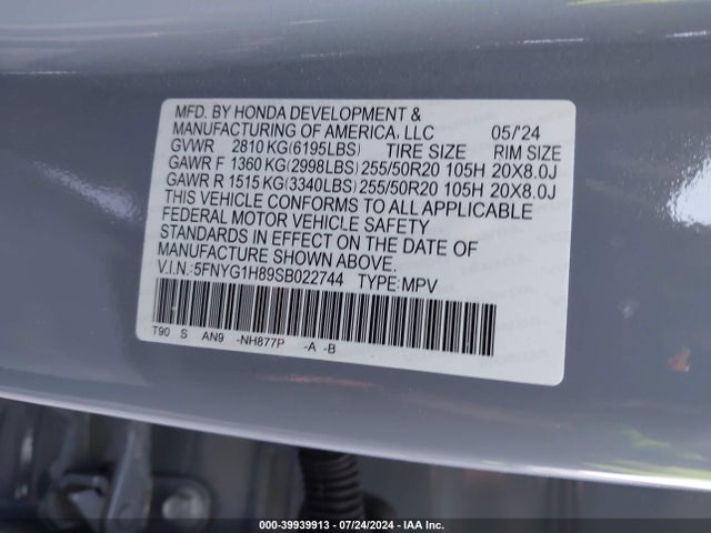 Honda Pilot Awd Elite 2025 5FNYG1H89SB022744 Image 9