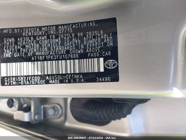 Toyota CAMRY LE 2015 4T1BF1FK2FU107666 Image 9
