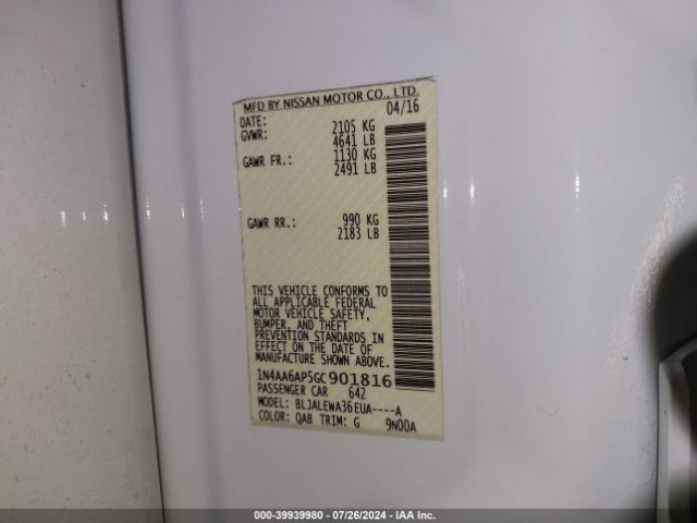 1N4AA6AP5GC901816 Nissan Maxima 3.5 Sl