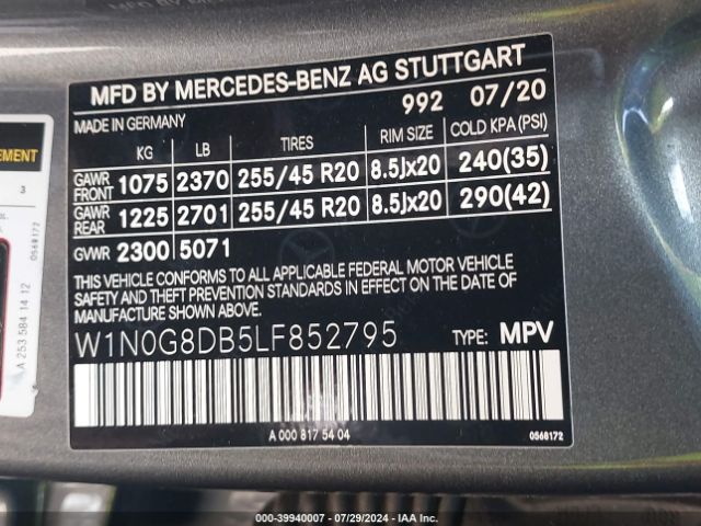 W1N0G8DB5LF852795 Mercedes-Benz GLC 300