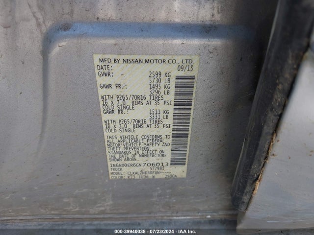 Nissan Frontier Sv 2016 1N6AD0ER6GN706013 Image 9