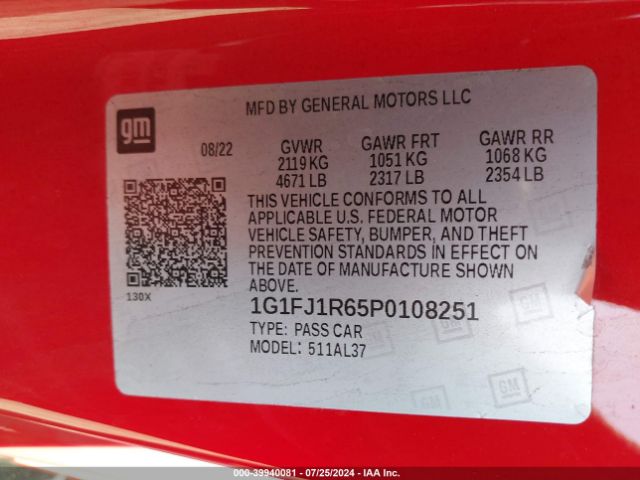 1G1FJ1R65P0108251 Chevrolet Camaro Rwd  Zl1
