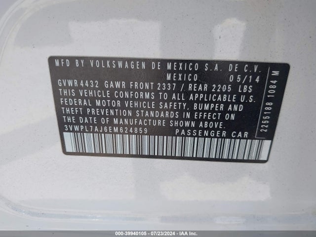 39940105 :رقم المزاد ، 3VWPL7AJ6EM624859 vin ، 2014 Volkswagen Jetta Sportwagen 2.0l Tdi مزاد بيع