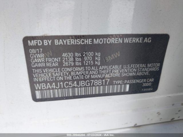 WBA4J1C54JBG78817 BMW 430i Gran Coupe