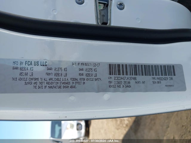 2C3CDXHG7JH197486 Dodge Charger Sxt Plus Rwd