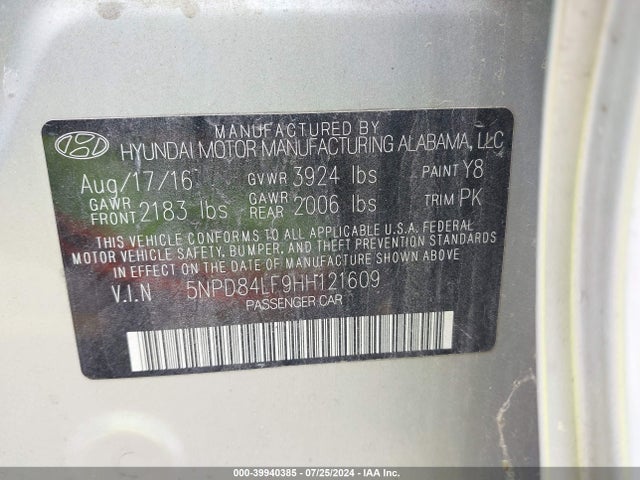 Hyundai ELANTRA SE 2017 5NPD84LF9HH121609 Image 9
