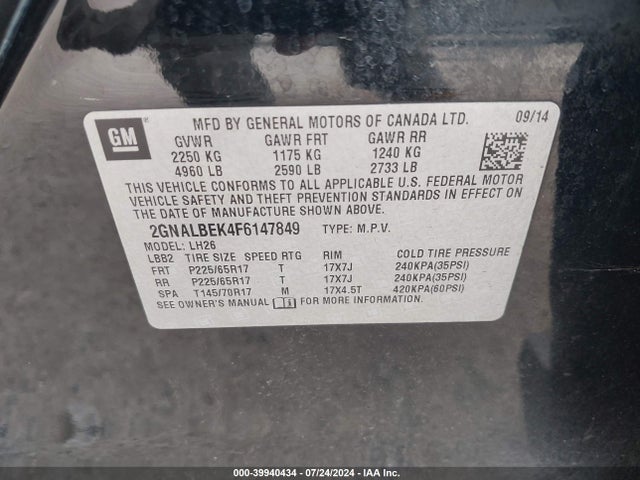 2GNALBEK4F6147849 Chevrolet Equinox