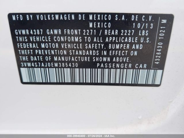 3VW4S7AJ0EM385430 Volkswagen Jetta Gli Autobahn W/nav