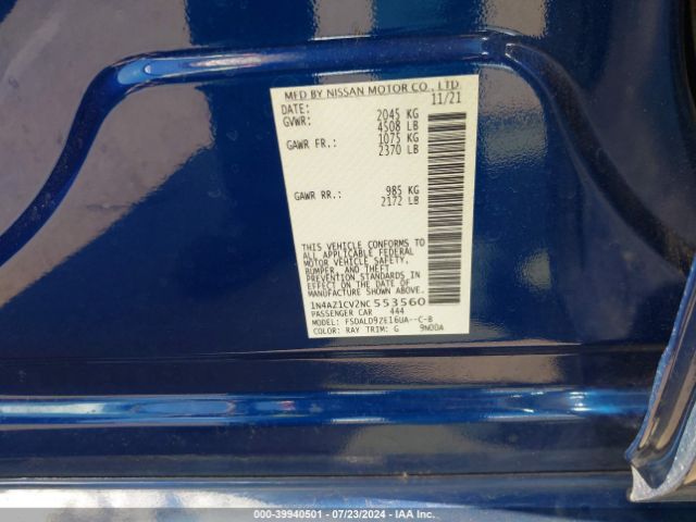 1N4AZ1CV2NC553560 Nissan Leaf Sv 40 Kwh