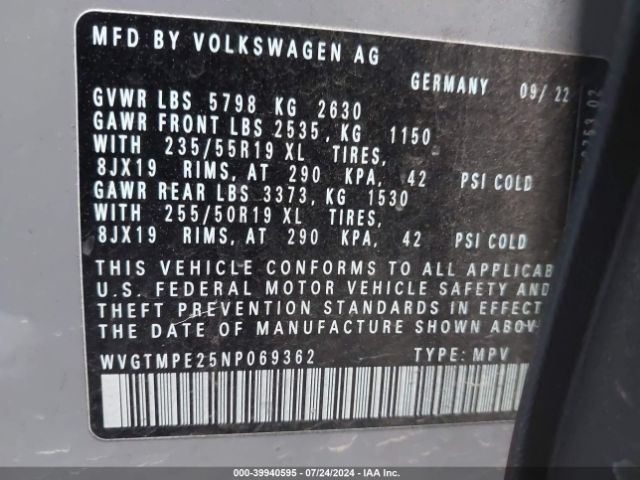 WVGTMPE25NP069362 Volkswagen ID.4 PRO S