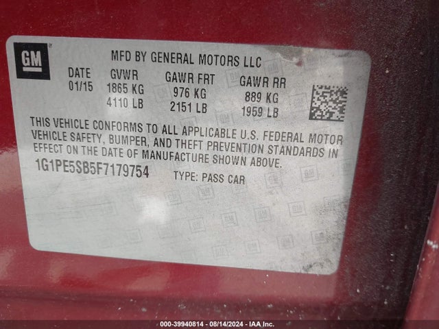 Chevrolet Cruze 2lt Auto 2015 1G1PE5SB5F7179754 Image 9
