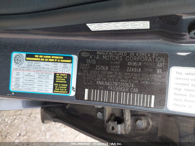 KIA Cadenza Limited 2015 KNALN4D79F5193674 Image 9