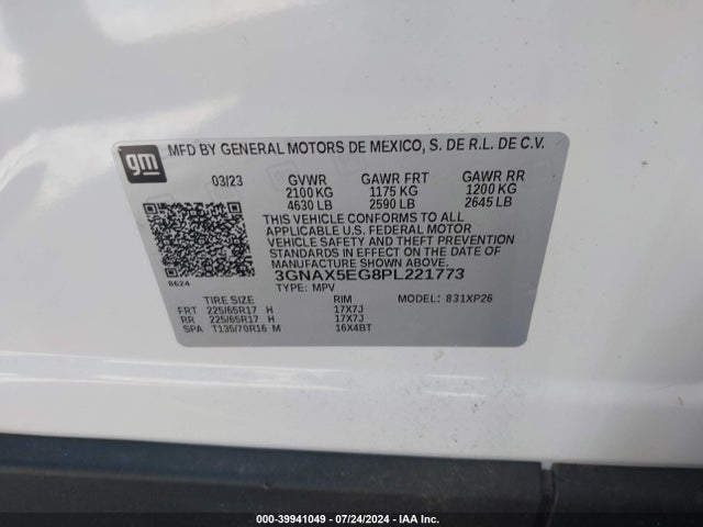 Chevrolet Equinox Awd 1fl 2023 3GNAX5EG8PL221773 Image 9