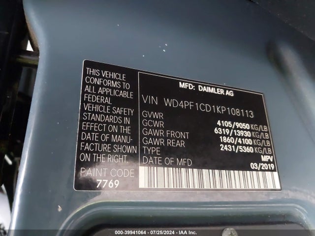 WD4PF1CD1KP108113 Mercedes-Benz Sprinter 2500 High Roof V6