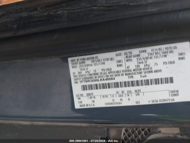1FTBR3X80LKA48084 Ford Transit-250 Cargo Van