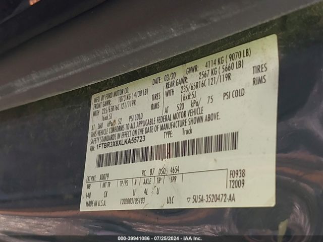 1FTBR3X8XLKA55723 Ford Transit-250 Cargo Van