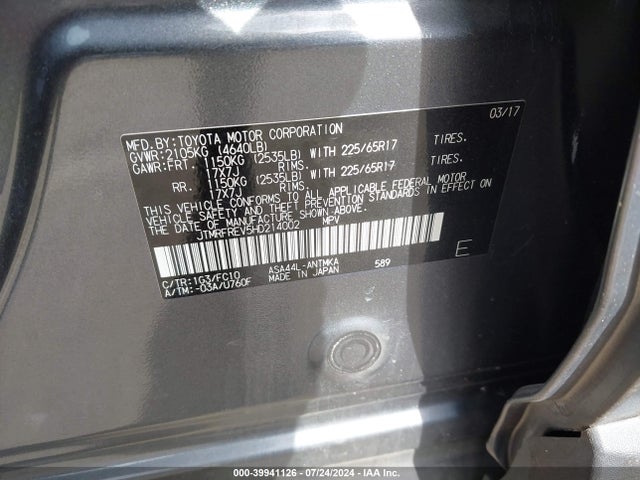 Toyota Rav4 Xle 2017 JTMRFREV5HD214002 Image 9