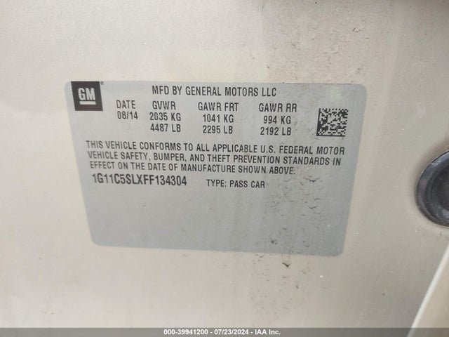 Chevrolet MALIBU 1LT 2015 1G11C5SLXFF134304 Image 9