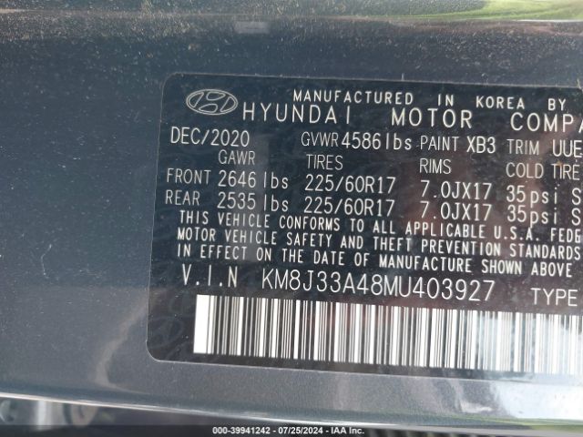 KM8J33A48MU403927 Hyundai Tucson Value