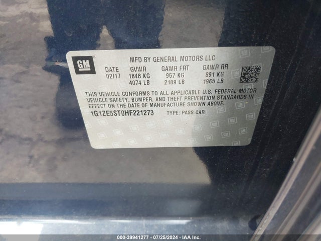 Chevrolet MALIBU 1LT 2017 1G1ZE5ST0HF221273 Image 9