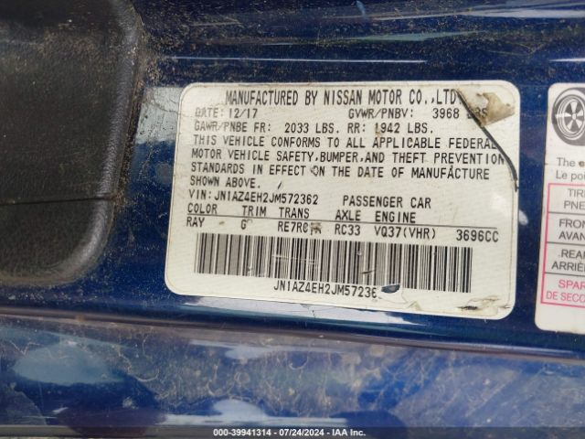 JN1AZ4EH2JM572362 Nissan 370Z