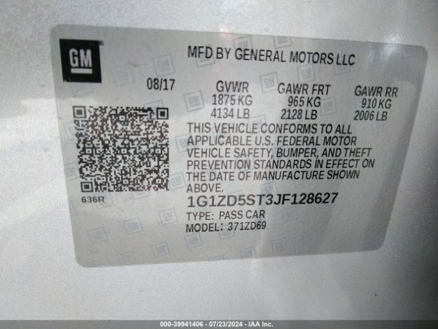 1G1ZD5ST3JF128627 Chevrolet MALIBU LT