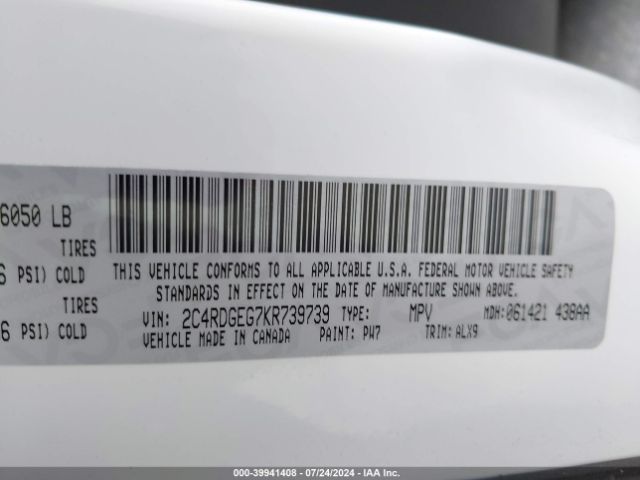 2019 DODGE GRAND CARAVAN 2C4RDGEG7KR739739 Photo 8