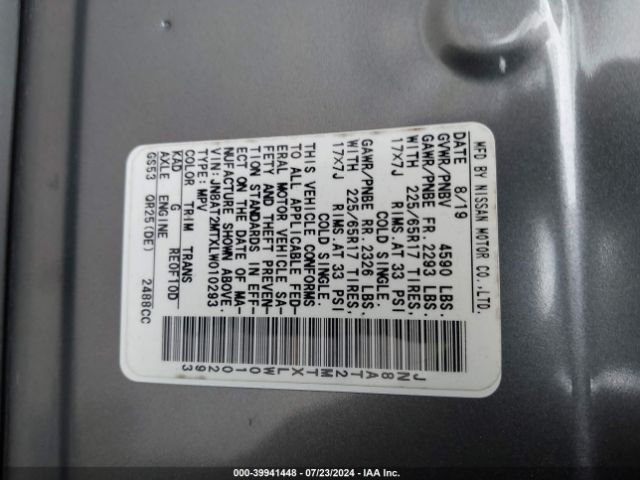 JN8AT2MTXLW010293 Nissan Rogue S Fwd