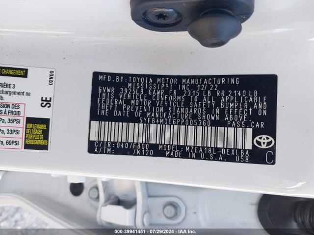 Toyota COROLLA LE 2023 5YFB4MDE6PP005360 Image 9
