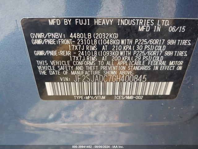 Subaru Forester 2.5i Premium 2016 JF2SJADC7GH400845 Image 9