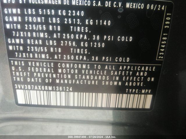 3VV3B7AX6RM136124 Volkswagen Tiguan 2.0t Se