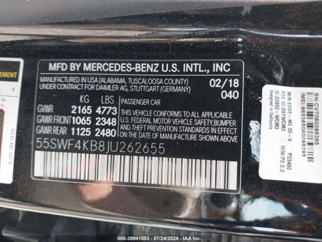 55SWF4KB8JU262655 Mercedes-Benz C 300 4matic
