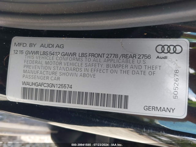 WAUHGAFC3GN125574 Audi A6 3.0t Premium Plus