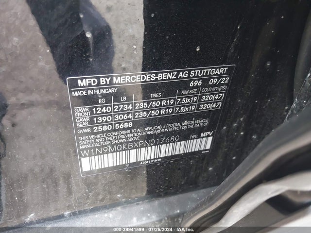 W1N9M0KBXPN017680 Mercedes-Benz Eqb 300 Suv 4matic