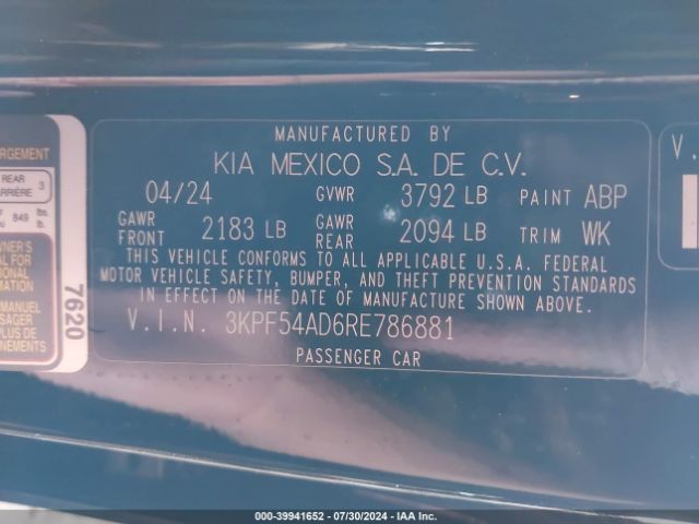 3KPF54AD6RE786881 KIA Forte Gt-line
