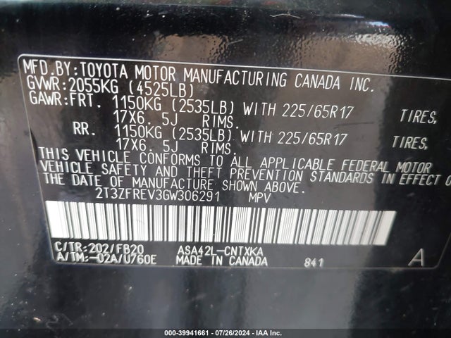 Toyota RAV4 LE 2016 2T3ZFREV3GW306291 Image 9