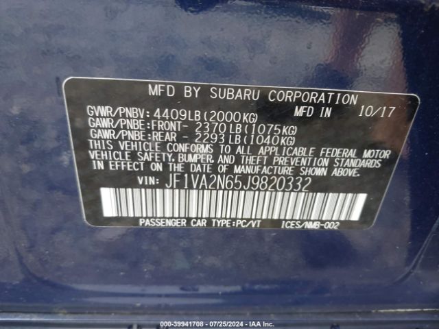 JF1VA2N65J9820332 Subaru Wrx Sti